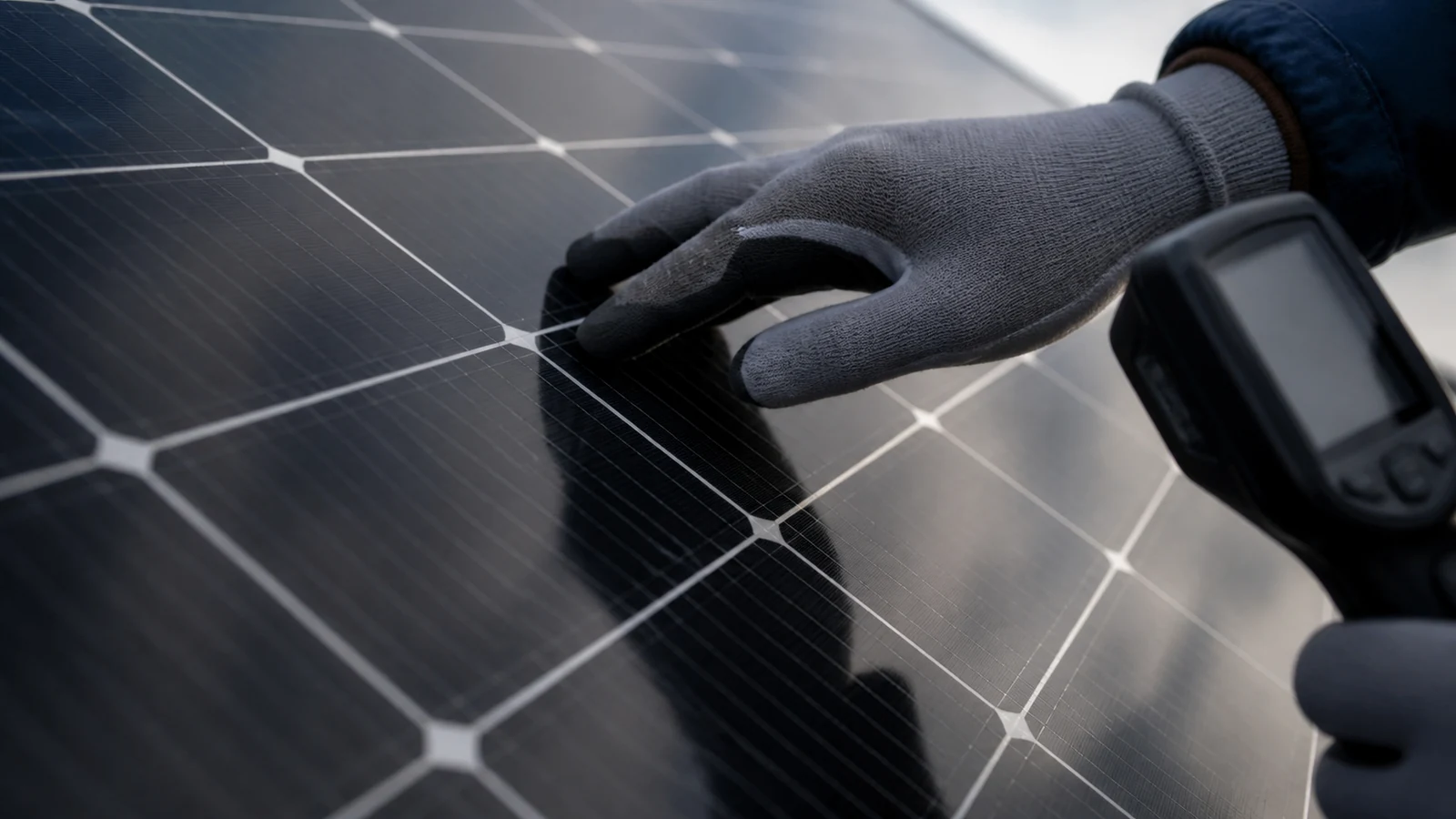 Inspection de cellules photovoltaïques Contrôle précis d'un panneau solaire avec caméra thermique et instrumentation professionnelle